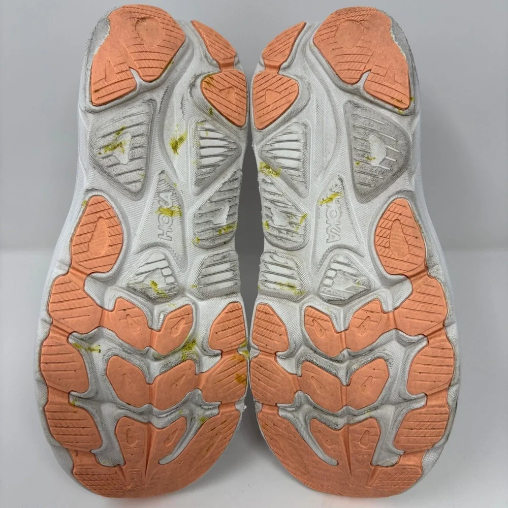 Hoka Clifton 10 Women's Size 10 Cream White Orange Running Shoes (1162031 LRMT)